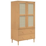 Cumpara ieftin Sifonier SENJA, aspect ratan maro, 90x55x175 cm, lemn masiv pin