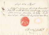Muntenia 1834 inam rarisim catre Casa Postelor scris de m&acirc;nă semnat de Gheorghe Bibescu, cu sigiliul prințului Al. Dimitrie Ghika