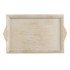 Platou Decorativ, Dreptunghiular, Plastic, Bej Auriu Brushed, 40.5x26x2.5cm foto