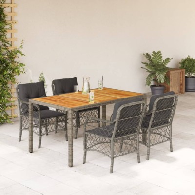 vidaXL Set mobilier de grădină cu perne, 5 piese, gri, poliratan foto