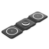 Vention - Wireless Charger (FGGB0) - 15W, 3in1, MagSafe Charging Pad, LED Night Light, Strong Magnet, Foldable - Black
