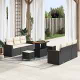 vidaXL Set de canapele pentru grădină 9 pcs Negru poliratan 3361570
