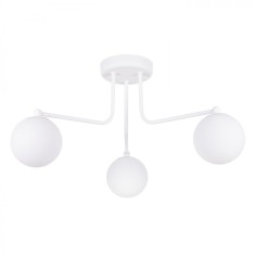 Candelabru Astral Alb Din Oțel/Sticlă Cu 3 Becuri Geometric Minimalist De Interior foto