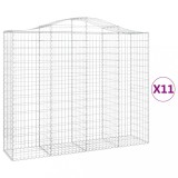 Cumpara ieftin Cos gabion arcuit, 11 buc, 200x50x160/180 cm, fier galvanizat