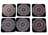 Set suporturi pahare din lemn cu mandala 40002