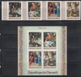 Burundi 1967 - Crăciun - Picturi de van Dyck, Crivelli, s.a., Serie + Colita, NDT, MNH