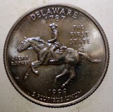 SUA Delaware Quarter Dollar 1999-D, XF/AUNC, 5.67g, 24.3mm, Cu-Ni, Moneda SUA, KM# 293