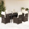 VidaXL Set mobilier de grădină cu perne, 7 piese, maro, poliratan 3212769