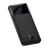 Baseus - Power Bank Bipow (PPBD050001) - Digital Display 2xUSB QC3.0, USB-C 10000mAh 15W + Cable Micro-USB 0.25m - Black
