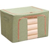 Cutie de depozitare pliabila, flippy, cu fermoar, 100 l, textil, 60x42x40 cm, cadru metalic, suport baza stabil din plastic, verde