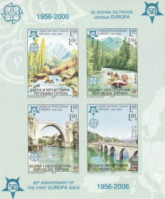 Bosnia 2005 - 50 ani Europa CEPT, serie 4 valori nedantelate in bloc,MNH.Mi.Bl.13B foto