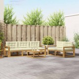 vidaXL Set mobilier gradina 5 piese canapele exterior lemn acacia alb crem rezistent intemperii