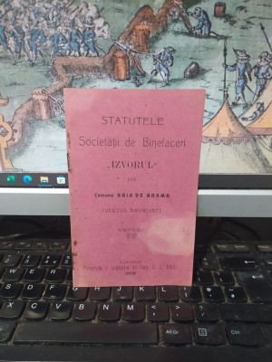 Statutele Societății de Binefaceri Izvorul din com. Baia de Aramă, azi oraș, jud. Mehedinți, Turnu Severin 1909, 194 foto