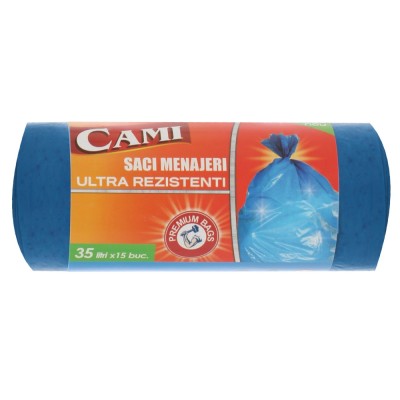 Saci menajeri / gunoi Cami, ultra rezistenti, albastru, 35L, 15 buc foto