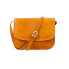 Geanta dama umar piele naturala galbena tip postas/tolba Made in Italy 26x12x20 cm