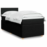 Cumpara ieftin Pat box spring cu saltea, negru, 80x200 cm, textil