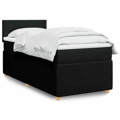 vidaXL Pat box spring cu saltea, negru, 80x200 cm, textil 3287278 foto
