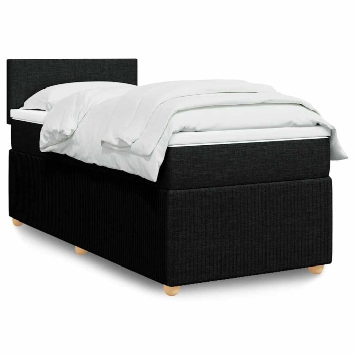 vidaXL Pat box spring cu saltea, negru, 80x200 cm, textil 3287278