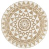 Covor iuta manual Gossi, 120 cm, imprimeu alb floral, natural. Covorase rotunde decorative
