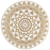 VidaXL Covor manual cu imprimeu alb, 150 cm, iută