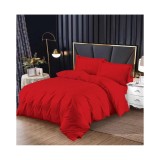 Cumpara ieftin Lenjerie de Pat Damasc, 1 Persoana, 4 Piese cu Elastic, Rosu - SIPRg-01