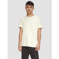 s.Oliver Tricou barbati din bumbac moale cu decolteu la baza gatului, Regular fit, Crem, S