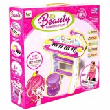 INSTRUMENT MUZICAL PIANINA ELECTRONICA MALPLAY CU SCAUN SI MICROFON 45 CM INALTIME ROZ