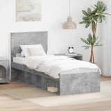 vidaXL Cadru de pat Gri Concret 75 x 190 cm Lemn de pin masiv 3410666