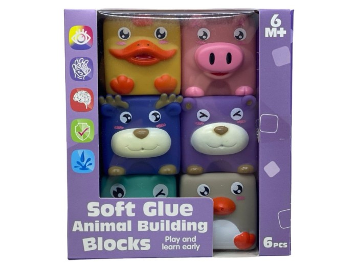 Cuburi Cauciuc Moale pentru Bebelusi, Set 6 piese, +6 luni