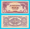 Malaya (p#M6) 5 Dollars 1942 aUNC+ &#039;Banana Money&#039; serie: MK; Ocupaţia Japoneză