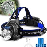 Lanterna de cap profesionala, 2 acumulatori li-ion 18650, 4 Moduri de Lumina, Zoom Telescopic, Rotire 90 Grade, IPX4, BL-6699-T6