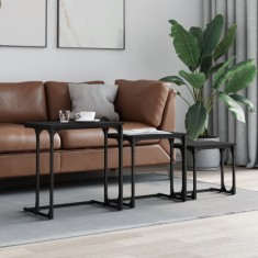 vidaXL Mese suprapuse de cafea, 3 buc, negru, lemn prelucrat 837817