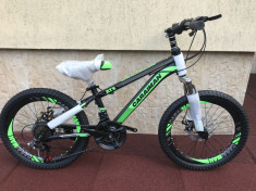 Bicicleta NOUA 20&amp;quot; Full SHIMANO 21V Frane Disc NEGRU cu Verde foto