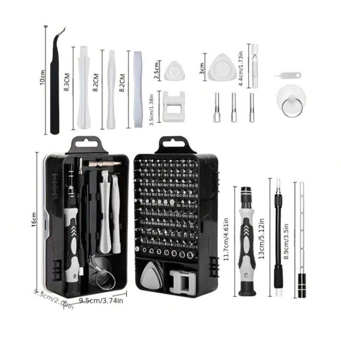 Set de surubelnite de precizie 115 in 1, instrumente de reparare multifunctionale
