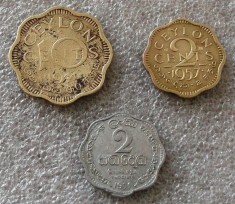 P3. Ceylon 2 cents 1957 si 1971 + 10 cents 1944 **