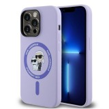 Husa Karl Lagerfeld iPhone 14 Pro Max Silicone Ring MagSafe, Karl&amp;Choupette Heads, mov, KLHMP14XSCMKCRHU