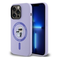 Husa Karl Lagerfeld iPhone 14 Pro Max Silicone Ring MagSafe, Karl&amp;amp;Choupette Heads, mov, KLHMP14XSCMKCRHU foto