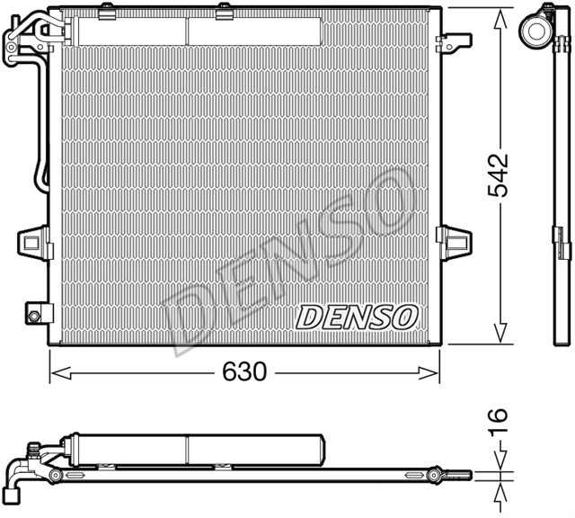 Condensator climatizare AC Denso, MERCEDES GL (X164), 2006-2012; Clasa M (W164), 2005-2011; Clasa R (W251), 2005-2014 motor 3,0 CDI; 4,0 CDI; 3,5 V6;