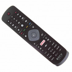 Telecomanda pentru TV, Compatibila Philips, 398GR08BEE,, cu buton smart si netflix, neagra