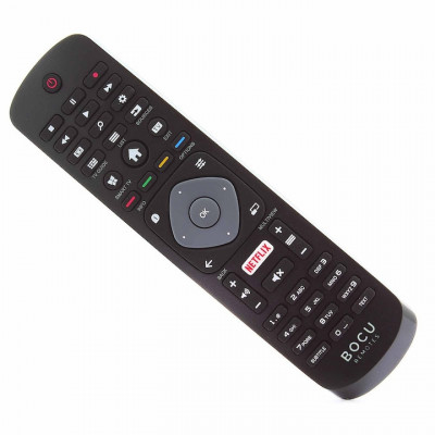 Telecomanda pentru TV, Compatibila Philips, 398GR08BEE,, cu buton smart si netflix, neagra foto