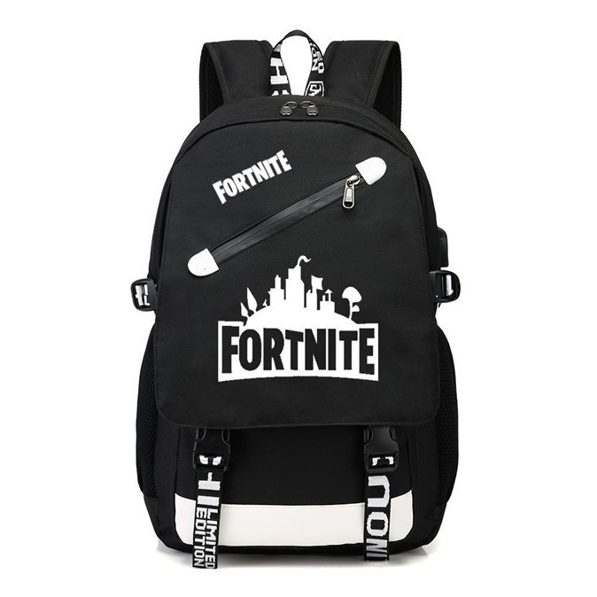 Ghiozdan Fortnite negru, imprimeu FORTNITE alb model 5 Ghiozdan Fortnite negru, imprimeu FORTNITE alb model 5