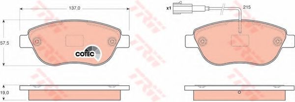 Set placute frana,frana disc FIAT DOBLO Combi (263) (2010 - 2016) TRW GDB1655