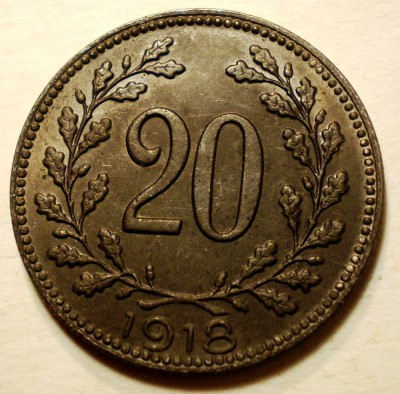7.077 AUSTRIA WWI 20 HELLER 1918 XF foto