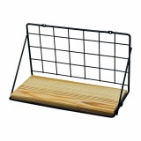 Cumpara ieftin Polita pentru parfumuri, metal cu blat din lemn, negru mat, SD009B, 300 x 130 mm
