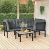 Gossi set mobilier de gradina, 5 piese, negru/gri, poliratan