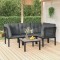 Gossi set mobilier de gradina, 5 piese, negru/gri, poliratan