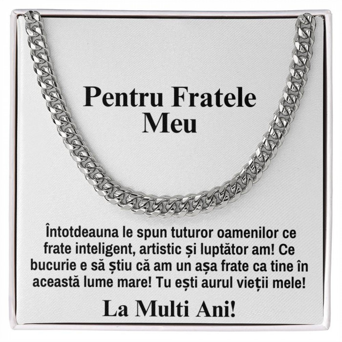 Lantisor cu mesaj pentru frate, cutie bijuterii si card incluse