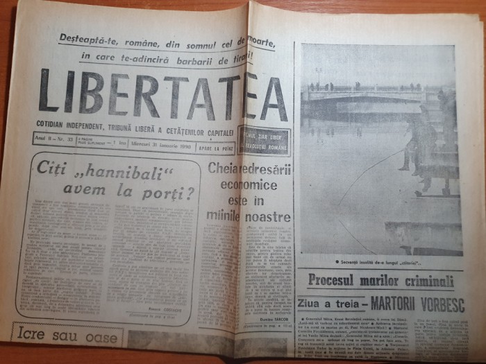 ziarul libertatea 31 ianuarie 1990-procesul marilor criminali