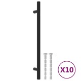 Manere de dulap, 10 buc., negru, 192 mm, otel inoxidabil