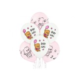 Set 6 baloane Cute Baby Girl alb roz 30 cm